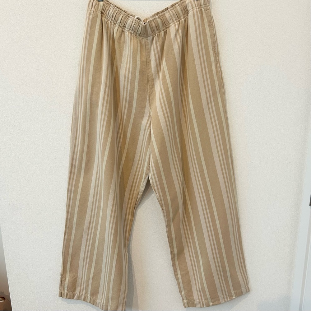 Urban Outfitters Beige and Cream Striped Chinos